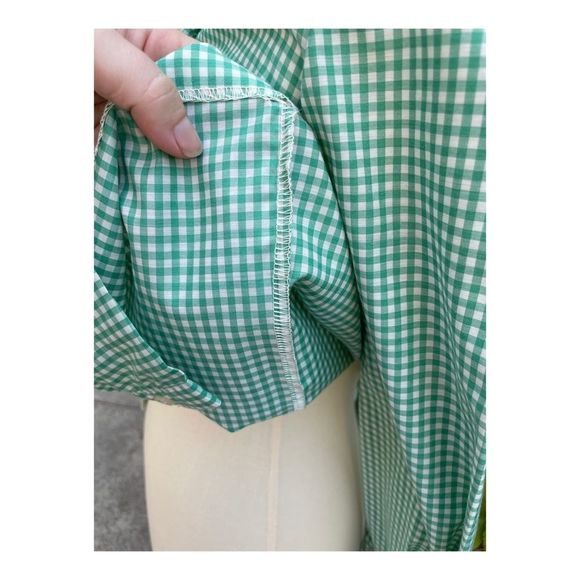 1960s Gingham Shirt Ruffles Western Cottagecore - Picture 12 of 13